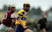 18 March 2002; Tony Griffin of Clare in action against David Tierney of Galway during the Allianz National Hurling League Division 1A Round 3 match between Galway and Clare at Duggan Park in Ballinasloe, Galway. Photo by Ray McManus/Sportsfile