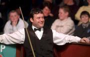20 March 2002; Jimmy White during the Irish Snooker Masters Championship match between Matthew Stevens and Jimmy White at the Citywest Hotel in Saggart, Dublin. Photo by Damien Eagers/Sportsfile