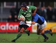 22 March 2002; Mike Mullins of Ireland is tackled by Samuele Pace of Italy during an International Friendly between Ireland A and Italy A at Donnybrook Stadium, Dublin. Photo by Brendan Moran/Sportsfile