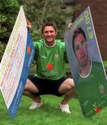 25 March 2002; Robbie Keane at the release of the eircom World Cup Callcard Collection ahead of a Republic of Ireland training session at John Hyland Park in Baldonnel, Dublin. Photo by David Maher/Sportsfile