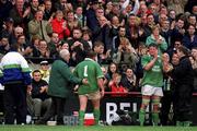 23 March 2002; Peter Clohessy of Ireland, 1, makes his way off the pitch after being substituted in his final game during the Six Nations Rugby Championship match between Ireland and Italy at Lansdowne Road in Dublin. Photo by Matt Browne/Sportsfile