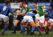 22 March 2002; Victor Costello of Ireland is tackled by Carlo Festuccia of Italy during an International Friendly between Ireland A and Italy A at Donnybrook Stadium, Dublin. Photo by Brendan Moran/Sportsfile