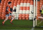 5 March 2017; Rory Grugan of Armagh scores a goal during the Allianz Football League Division 3 Round 4 match between Armagh and Offaly held at the Athletic grounds, in Armagh. Photo by Philip Fitzpatrick/Sportsfile