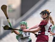 5 March 2017; Aoife Ní Chaiside of Slaughtneil in action against Sarah Spellman of Sarsfields during the AIB All-Ireland Senior Camogie Club Championship Final game between Sarsfields and Slaughtneil at Croke Park in Dublin. Photo by Seb Daly/Sportsfile