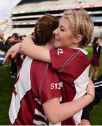 5 March 2017; Grainne O'Kane, right, and Josie McMullan of Slaughtneil celebrate following their side's victory during the AIB All-Ireland Senior Camogie Club Championship Final game between Sarsfields and Slaughtneil at Croke Park in Dublin. Photo by Seb Daly/Sportsfile