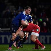 4 March 2017; Peter Dooley of Leinster is tackled by Werner Kruger of Scarlets during the Guinness PRO12 Round 17 match between Leinster and Scarlets at the RDS Arena in Ballsbridge, Dublin. Photo by Ramsey Cardy/Sportsfile