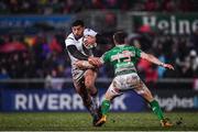 3 March 2017; Charles Piutau of Ulster is tackled by Tommaso Iannone of Benetton Treviso during the Guinness PRO12 Round 17 match between Ulster and Benetton Treviso at the Kingspan Stadium in Belfast. Photo by Ramsey Cardy/Sportsfile