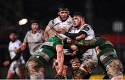 3 March 2017; Sean Reidy of Ulster is tackled by Marco Lazzaroni, left, and Robert Barbieri of Benetton Treviso during the Guinness PRO12 Round 17 match between Ulster and Benetton Treviso at the Kingspan Stadium in Belfast. Photo by Ramsey Cardy/Sportsfile