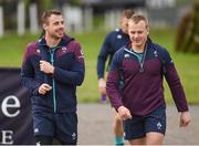 6 March 2017; Tommy Bowe, left, and Luke Marshall of Ireland arrive prior to squad training at Carton House in Maynooth, Co. Kildare. Photo by Seb Daly/Sportsfile