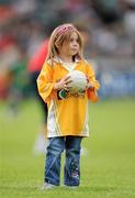 9 July 2011; Antrim supporter Grace Prenter, aged 4, from Rathfarnham, Dublin, during half-time. Her father Eamonn played for Antrim in the 1980s. GAA Hurling All-Ireland Senior Championship Phase 3, Antrim v Limerick, Parnell Park, Dublin. Picture credit: Ray McManus / SPORTSFILE