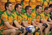17 July 2011; Karl Lacey, 2nd from left, Donegal, sits with his team-mates for the team photograph before the game. Ulster GAA Football Senior Championship Final, Derry v Donegal, St Tiernach's Park, Clones, Co. Monaghan. Picture credit: Brendan Moran / SPORTSFILE