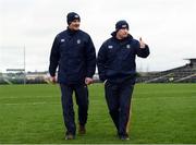 5 March 2017; Roscommon selector Liam McHale, left, and goalkeeping coach Declan O'Keeffe walk the pitch before the Allianz Football League Division 1 Round 4 match between Roscommon and Kerry at Dr Hyde Park in Roscommon. Photo by Stephen McCarthy/Sportsfile