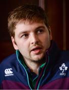 6 March 2017; Iain Henderson of Ireland speaking during a press conference at Carton House in Maynooth, Co. Kildare. Photo by Seb Daly/Sportsfile