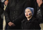 4 March 2017; A young Dublin supporter sings the national anthem ahead of the Allianz Football League Division 1 Round 4 match between Dublin and Mayo at Croke Park in Dublin. Photo by David Fitzgerald/Sportsfile
