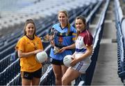 7 March 2017; In attendance at the launch of the Third Level Colleges Cups are O'Connor Cup participants, from left to right, Siobhán Woods of DCU, Sarah Gormally of UCD and Anna Galvin of UL. Photo by Ramsey Cardy/Sportsfile