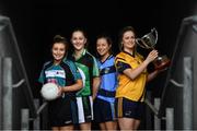 7 March 2017; In attendance at the launch of the Third Level Colleges Cups are Moynihan Cup participants, from left to right, Carla Úi Dhochartaigh of Maynooth, Emma McGill of IT Blanchardstown, Anna McKenna of UCD and Leanne Duncan of DCU. Photo by Ramsey Cardy/Sportsfile