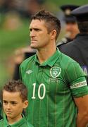 10 August 2011; Robbie Keane, Republic of Ireland, with team mascot Ronan McRory. International Soccer Friendly, Republic of Ireland v Croatia, Aviva Stadium, Lansdowne Road, Dublin. Picture credit: Pat Murphy / SPORTSFILE