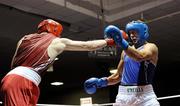 13 August 2011; Kenny Egan, Neilstown, right, exchanges punches with Stephen Ward, Monkstown, Co. Antrim, during their 91kg Final bout. IABA Senior Open Elite Competition 2011, National Stadium, Dublin. Picture credit: Matt Browne / SPORTSFILE