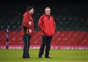 9 March 2017; Wales head coach Rob Howley and Wales skills coach Neil Jenkins, left, during their captain's run at the Principality Stadium in Cardiff, Wales. Photo by Stephen McCarthy/Sportsfile
