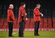 9 March 2017; Wales head coach Rob Howley, right, with Wales defence coach Shaun Edwards, left, and Wales skills coach Neil Jenkins during their captain's run at the Principality Stadium in Cardiff, Wales. Photo by Stephen McCarthy/Sportsfile
