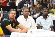 10 March 2017; The 2017 Hero Caribbean Premier League Player Draft took place in Lone Star Restaurant, Barbados on Friday, 10 March. Pictured at the launch of the fifth instalment of the biggest party in sport are Richard Berridge, Patriots Chief Operations Manager, Kieran Powell and Jonathan Powell. Lone Star Restaurant, Barbados. Photo by Randy Brooks/Sportsfile