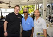 10 March 2017; The 2017 Hero Caribbean Premier League Player Draft took place in Lone Star Restaurant, Barbados on Friday, 10 March. Pictured at the launch of the fifth instalment of the biggest party in sport are CEO Damien O’Donohoe, Sir Gary Sobers and Matthew Sober. Lone Star Restaurant, Barbados. Photo by Randy Brooks/Sportsfile