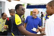 10 March 2017; The 2017 Hero Caribbean Premier League Player Draft took place in Lone Star Restaurant, Barbados on Friday, 10 March. Pictured at the launch of the fifth instalment of the biggest party in sport are former West Indies player Pedro Collins, Jimmy Adams, WICB Director of cricket operations, and West Indies player Kieran Powell. Lone Star Restaurant, Barbados. Photo by Randy Brooks/Sportsfile