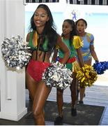 10 March 2017; The 2017 Hero Caribbean Premier League Player Draft took place in Lone Star Restaurant, Barbados on Friday, 10 March. Pictured at the launch of the fifth instalment of the biggest party in sport are CPL dancers and cheerleaders walk in at the start of CPL Players Draft. Lone Star Restaurant, Barbados. Photo by Randy Brooks/Sportsfile