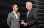 10 March 2017; The popular GAA documentary series Laochra Gael returns with a new season to TG4 next week and was launched in Croke Park this evening by Uachtarán Chumann Lúthchleas Gael Aogán Ó Fearghail. Profiling the feats of Gaelic Games’ greatest players this series has lots in store for GAA fans around the country. Pictured at the launch are former Kilkenny hurler Tommy Walsh, left, and former Offaly footballer Seán Lowry at Croke Park, Dublin. Photo by Piaras Ó Mídheach/Sportsfile