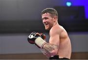 10 March 2017; Gary Corcoran after defeating James Gorman during their welterweight bout in the Waterfront Hall in Belfast. Photo by Ramsey Cardy/Sportsfile