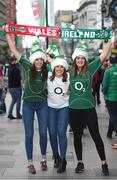 10 March 2017; Ireland supporters, from left, Aoibhin O'Mahony, from Carrigtwohill, Maeve O'Connor, from Kanturk, and Jane Fitzpatrick, from Mallow, all Co Cork, prior to the RBS Six Nations Rugby Championship match between Wales and Ireland at the Principality Stadium in Cardiff, Wales. Photo by Stephen McCarthy/Sportsfile