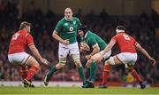 10 March 2017; Sean O'Brien of Ireland in action against Tomas Francis, left, and Sam Warburton of Wales during the RBS Six Nations Rugby Championship match between Wales and Ireland at the Principality Stadium in Cardiff, Wales. Photo by Brendan Moran/Sportsfile