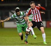 10 March 2017; Ronan Curtis of Derry City in action against Darren Meenan of Shamrock Rover during the SSE Airtricity League Premier Division match between Shamrock Rovers and Derry City at Tallaght Stadium in Tallaght, Dublin. Photo by Matt Browne/Sportsfile