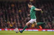 10 March 2017; Jonathan Sexton of Ireland kicks a penalty during the RBS Six Nations Rugby Championship match between Wales and Ireland at the Principality Stadium in Cardiff, Wales. Photo by Brendan Moran/Sportsfile
