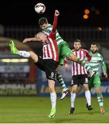 10 March 2017; David McAllister of Shamrock Rover in action against Ronan Curtis of Derry City during the SSE Airtricity League Premier Division match between Shamrock Rovers and Derry City at Tallaght Stadium in Tallaght, Dublin. Photo by Matt Browne/Sportsfile