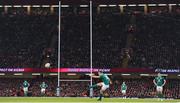 10 March 2017; Paddy Jackson of Ireland kicks a penalty during the RBS Six Nations Rugby Championship match between Wales and Ireland at the Principality Stadium in Cardiff, Wales. Photo by Brendan Moran/Sportsfile