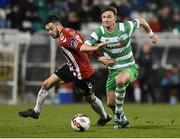 10 March 2017; Ronan Finn of Shamrock Rovers in action against Nathan Boyle of Derry City during the SSE Airtricity League Premier Division match between Shamrock Rovers and Derry City at Tallaght Stadium in Tallaght, Dublin. Photo by Matt Browne/Sportsfile