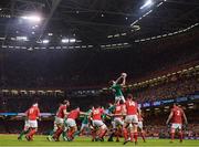 10 March 2017; Iain Henderson of Ireland takes possession in a lineout during the RBS Six Nations Rugby Championship match between Wales and Ireland at the Principality Stadium in Cardiff, Wales. Photo by Stephen McCarthy/Sportsfile