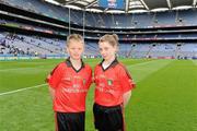 14 August 2011; Go Games Exhibition referees Mark Coleman, C.B.S. Doon, Co. Limerick, and Caileigh O'Reilly, St. Joseph's N.S. Ballybrown, Limerick. Go Games Exhibition - Sunday 14th August 2011, Croke Park, Dublin. Picture credit: Ray McManus / SPORTSFILE
