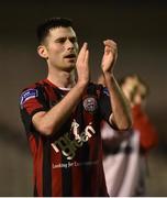 10 March 2017; Dinny Corcoran of Bohemians salutes the fans following his side's victory in the SSE Airtricity League Premier Division match between Bohemians and Bray Wanderers at Dalymount Park in Dublin. Photo by David Fitzgerald/Sportsfile