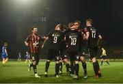 10 March 2017; Keith Ward of Bohemians is congratulated by his team-mates after scoring his side's second goal during the SSE Airtricity League Premier Division match between Bohemians and Bray Wanderers at Dalymount Park in Dublin. Photo by David Fitzgerald/Sportsfile