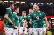 10 March 2017; Ireland captain Rory Best and his team react after the RBS Six Nations Rugby Championship match between Wales and Ireland at the Principality Stadium in Cardiff, Wales. Photo by Brendan Moran/Sportsfile