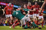 10 March 2017; Gareth Davies of Wales is tackled by Donnacha Ryan and Kieran Marmion of Ireland during the RBS Six Nations Rugby Championship match between Wales and Ireland at the Principality Stadium in Cardiff, Wales. Photo by Brendan Moran/Sportsfile