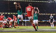 10 March 2017; Dan Biggar of Wales has a clearance blocked down by Iain Henderson of Ireland during the RBS Six Nations Rugby Championship match between Wales and Ireland at the Principality Stadium in Cardiff, Wales. Photo by Brendan Moran/Sportsfile