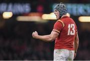 10 March 2017; Jonathan Davies of Wales celebrates near the end of the RBS Six Nations Rugby Championship match between Wales and Ireland at the Principality Stadium in Cardiff, Wales. Photo by Brendan Moran/Sportsfile