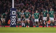10 March 2017; The Ireland team react after conceding a third try during the RBS Six Nations Rugby Championship match between Wales and Ireland at the Principality Stadium in Cardiff, Wales. Photo by Brendan Moran/Sportsfile