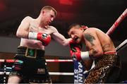 10 March 2017; Paddy Barnes, left, in action against Adrian Dimas Garzon during their flyweight bout in the Waterfront Hall in Belfast. Photo by Ramsey Cardy/Sportsfile