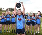 11 March 2017; Rochelle Mullaney captain of GMIT lifts the Lagan cup as her team-mates celebrate after the Lagan Cup Final match between Galway-Mayo Institute of Techology and University of Ulster Coleraine at Connacht Gaelic Athletic Association Centre of Excellence in Cloonacurry, Knock, Co. Mayo. Photo by Matt Browne/Sportsfile