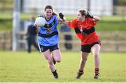 11 March 2017; Nicola Ward of UCD in action against Megan Dunford of UCC during the O'Connor Cup Semi Final match between UCD and UCC at Connacht Gaelic Athletic Association Centre of Excellence in Cloonacurry, Knock, Co. Mayo. Photo by Matt Browne/Sportsfile