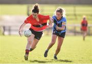 11 March 2017; Doireann O'Sullivan of UCC in action against Deirdre Kearney of UCD during the O'Connor Cup Semi Final match between UCD and UCC at Connacht Gaelic Athletic Association Centre of Excellence in Cloonacurry, Knock, Co. Mayo. Photo by Matt Browne/Sportsfile